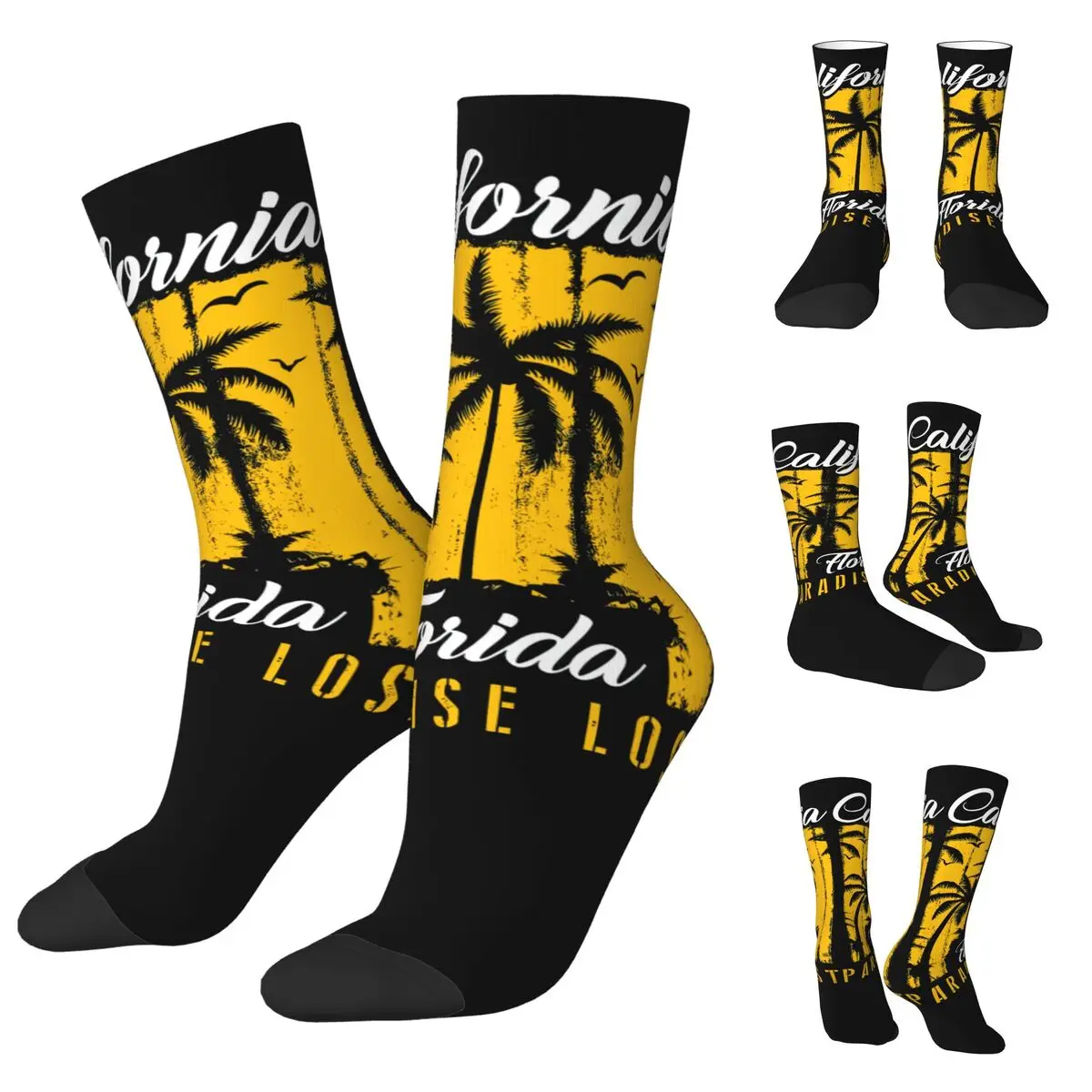 California West Coast Beach Bear Surfing Men Women Socks,Windproof Beautiful printing Suitable for all seasons Dressing Gifts