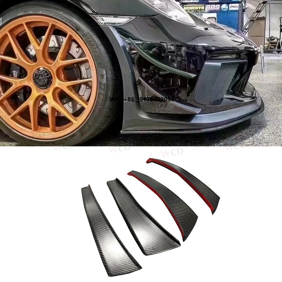 

For-Porsche 911 991.2 GT3 Style Front Canard Dry Carbon Fiber Front Bumper Side Canards Splitter Trims Body Car Accessories