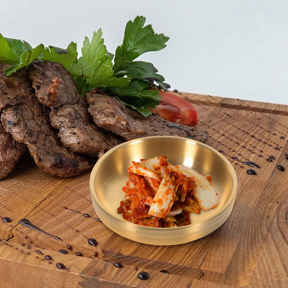 

3pcs Stainless Steel Dipping Sauce Bowl 9Cm Golden Korean Style Condiment Dish For Sushi Soy Sauce Seasoning Small Serving Bowls