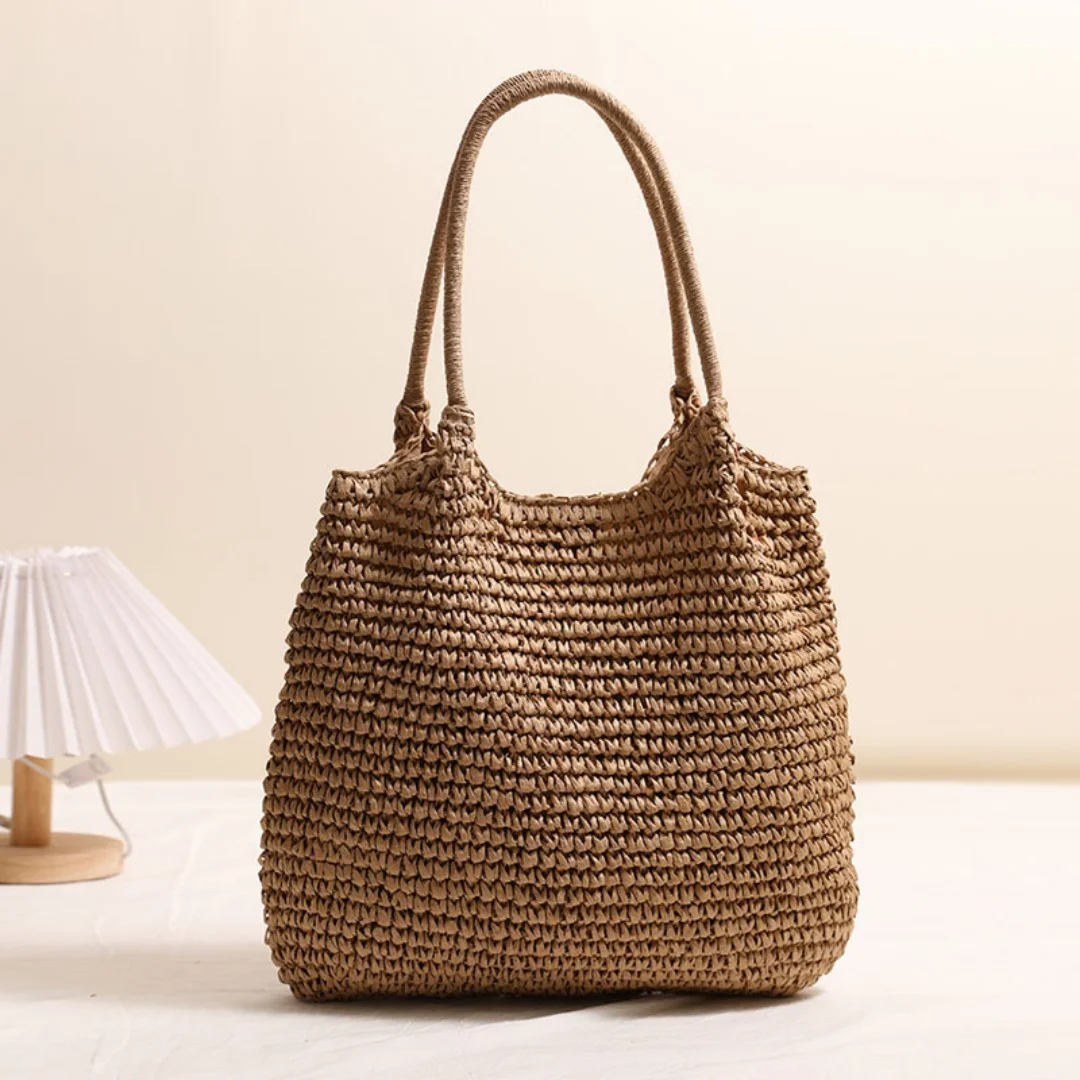 Straw Knitted Purses Handbags Large Capacity Women Shoulder Bags Straw Woven Totes Bag for Ladies Summer Beach Rattan Boho Bags