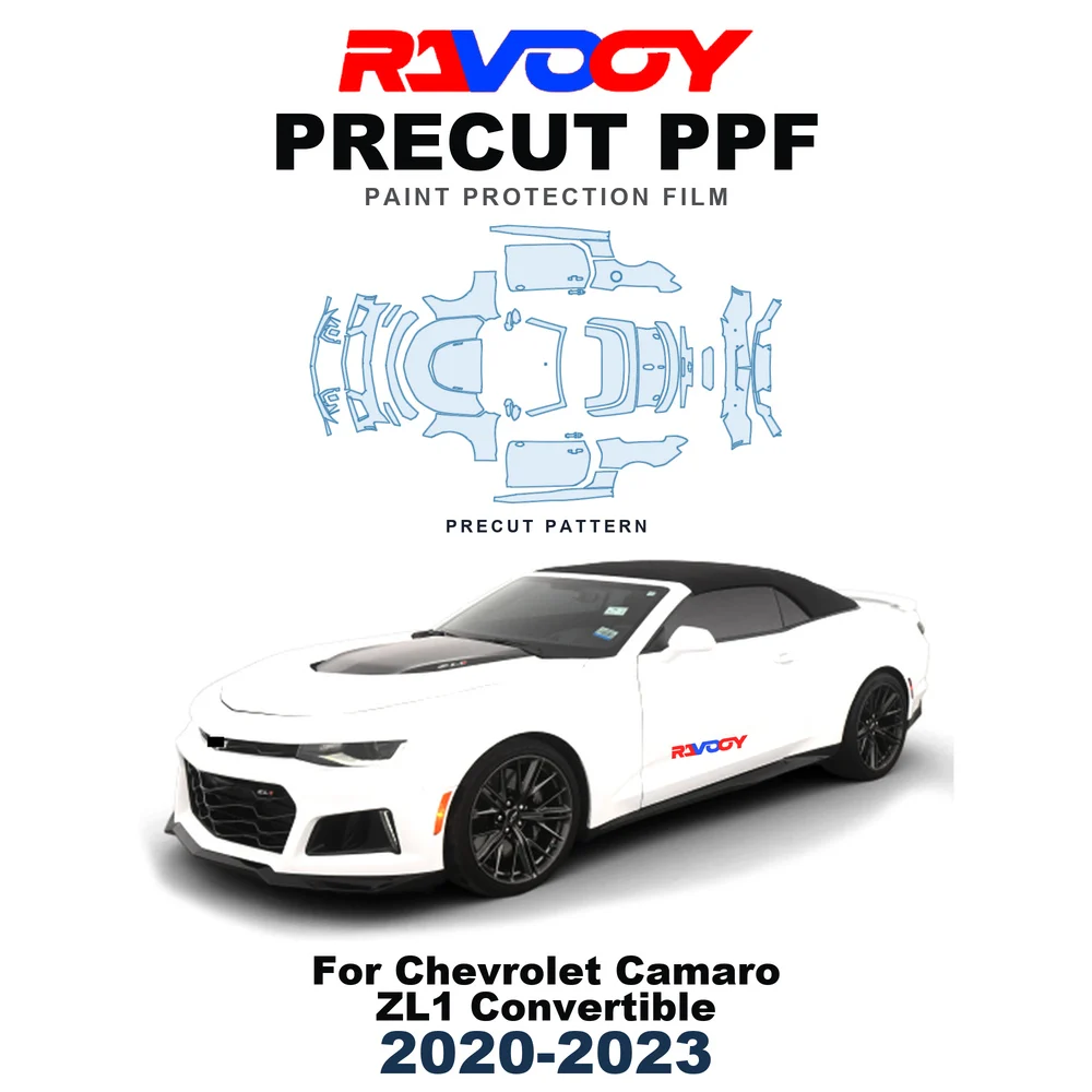 Precut PPF For Chevrolet Camaro ZL1 Convertible 2020-2023 8.5mil TPU Paint Protection Film Hood Bonnet Bumper Headlight Fenders