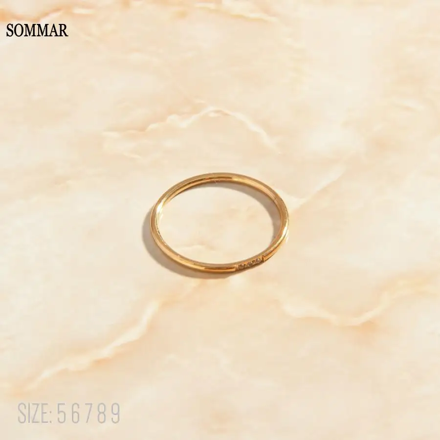 SOMMAR resin charms Gold Plated size 6 7 8 engagement ring for women Minimal Ultrafine Zircon Tail Ring opal jewellery