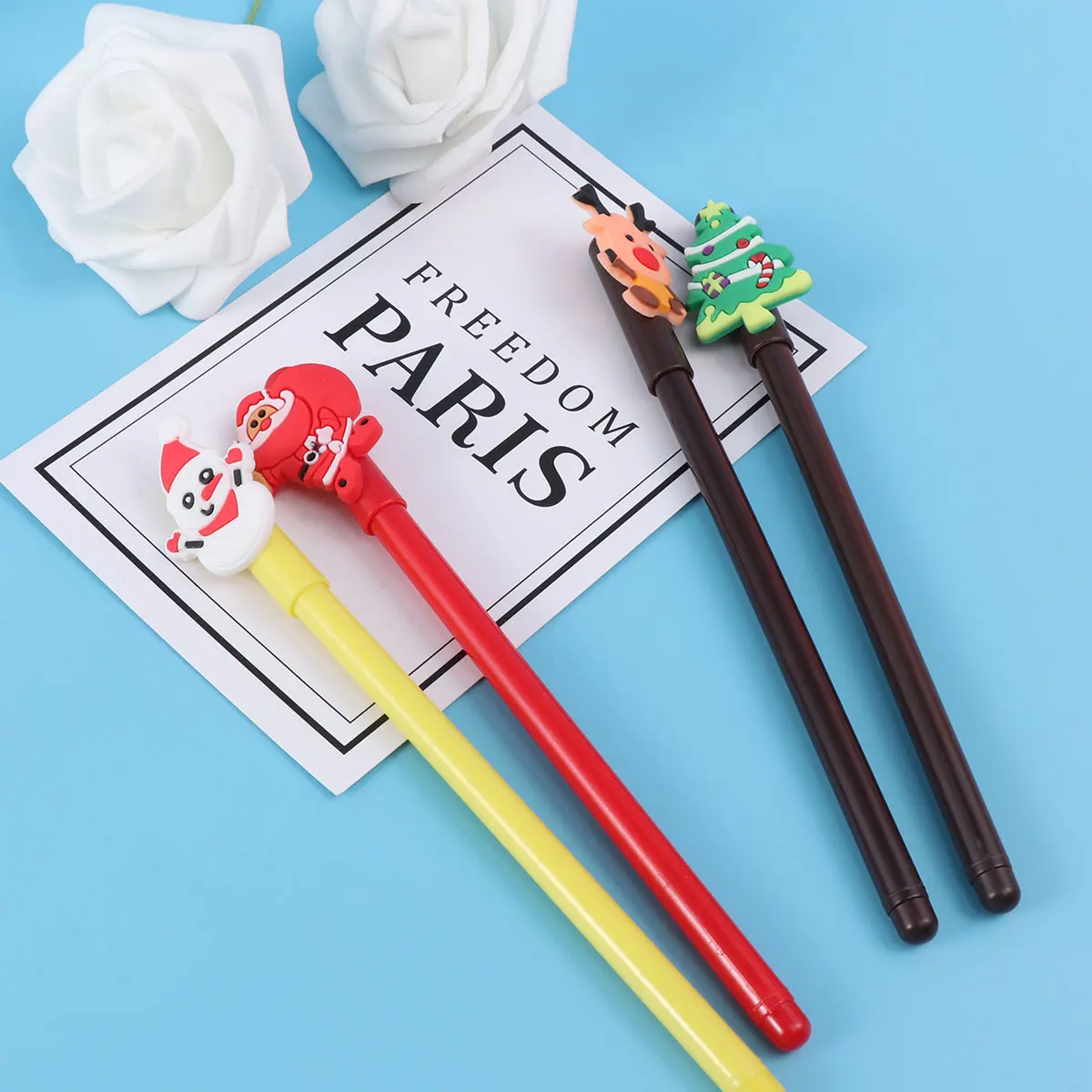 

12 Pcs Christmas Series Neutral Pen Xmas Trees Creative Gel Santa Claus Small and Fresh Elk