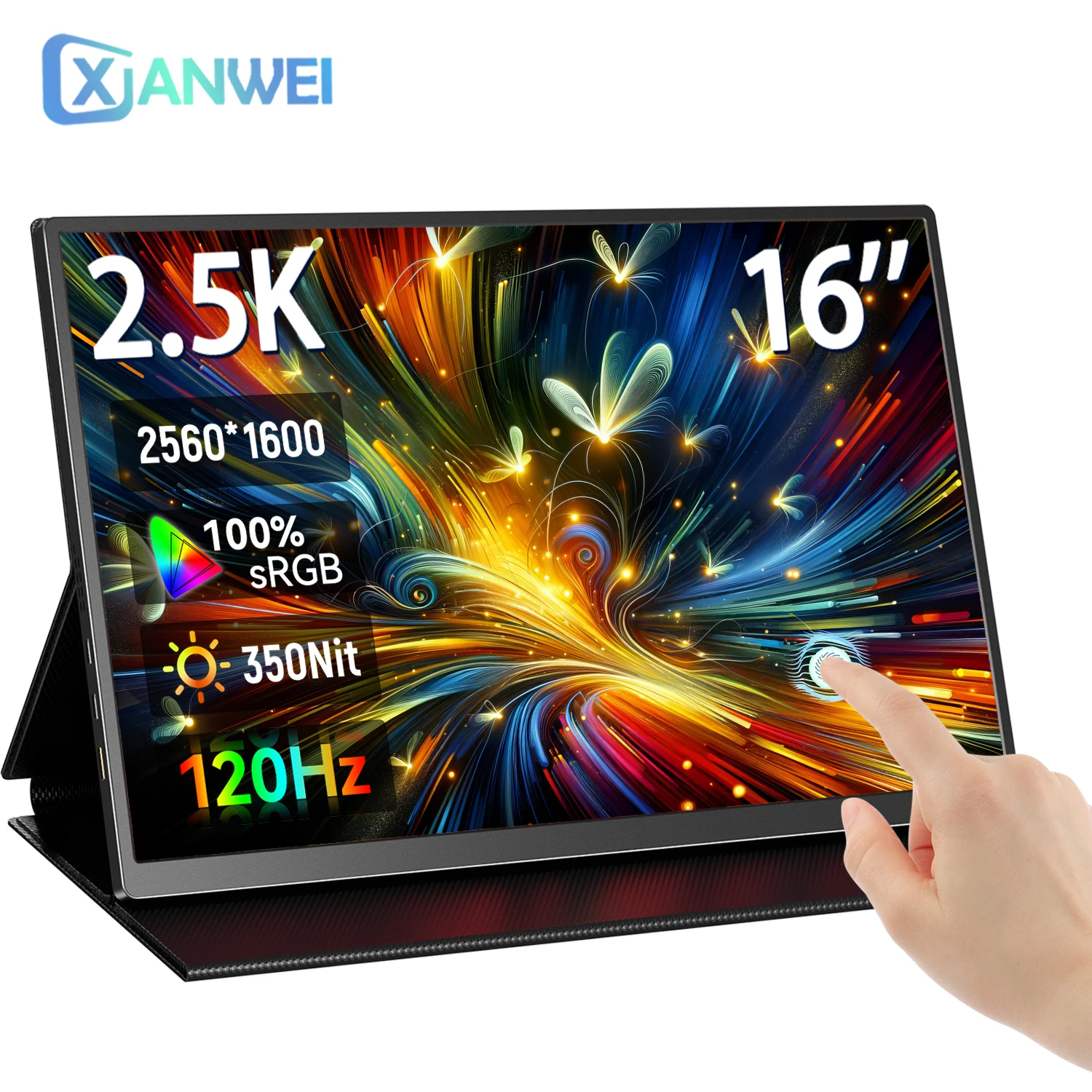 

XIANWEI Portable Monitor 16 inch Touch 2.5K 120Hz 100%sRGB Office Game Extended Display For PC Switch Laptop Phone Xbox PS4/5