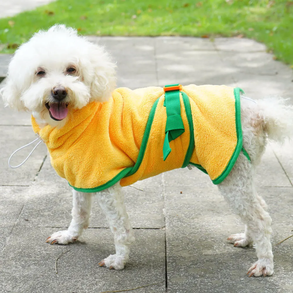 Bathrobe for Dogs Super Absorbent Fast Drying Hooded Cute Pet Bathrobe Towel for Cats Dogs Adjustable Microfiber Coat Corgi Pugs