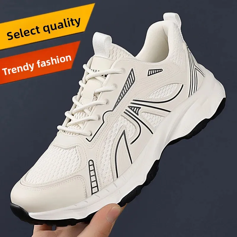 

Men's Summer Sport Shoes Breathable Mesh Slip-On Comfortable Anti-Slip Microfiber Upper Rubber Sole Casual Running Shoes