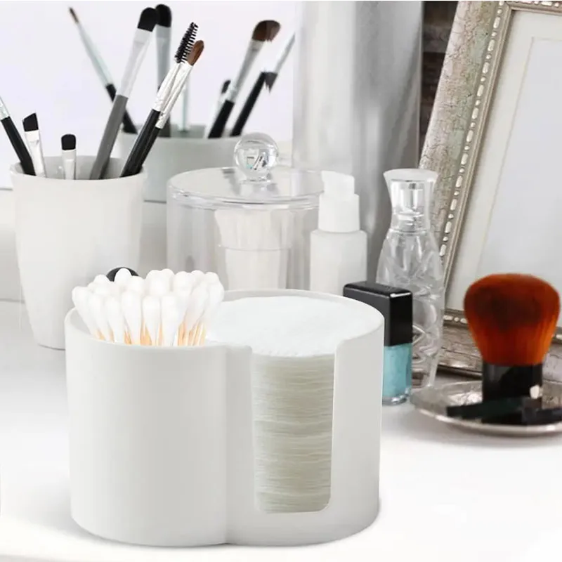 Acrylic Storage Box Bathroom Jar Makeup Organizer Cotton Round Pad Holder Multifunction Cosmetic Organizer Home Tool