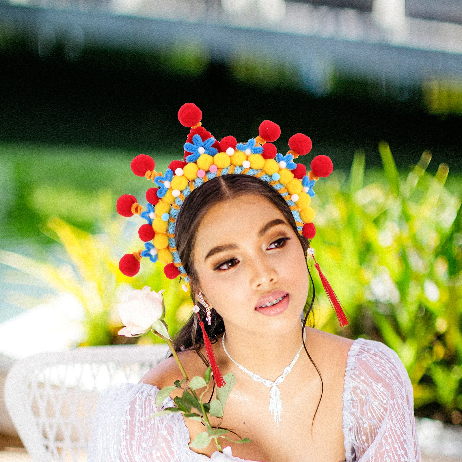 

Peking Twist Stick Headband Ancient Hairband Chinese Performance Lightweight Comfortable DIY Elegant Pompom Traditional