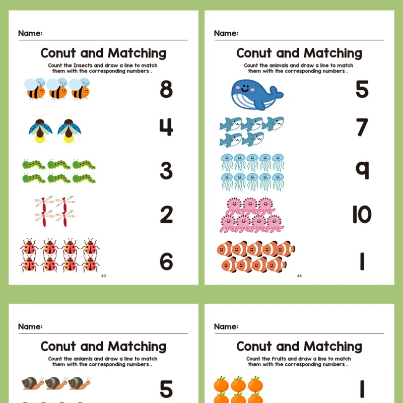 Interactive math learning workbook, featuring worksheets for tracking, adding, and subtracting numbers from 1 to 20 - colored pa