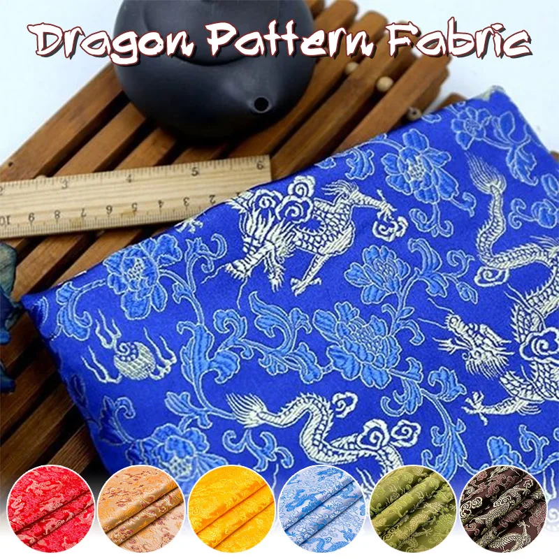 0.5*1.5M Retro Style Dragon Pattern Embroidered Brocade Satin Fabric For Cheongsam Kimono Sewing Bag Handmade Patchwork Fabric