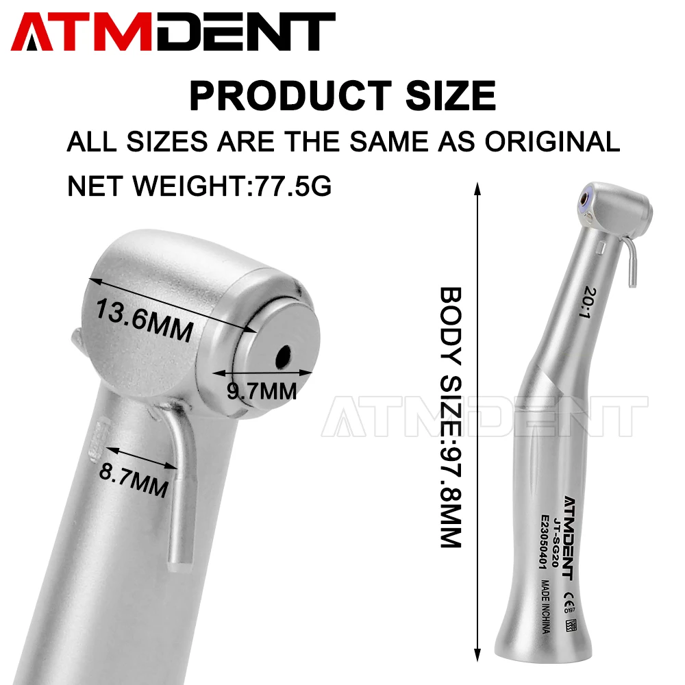 Dental 20:1 Implant Contra Angle Slow Low Speed Handpiece Fit for E Type  Dental Implant Micromotor