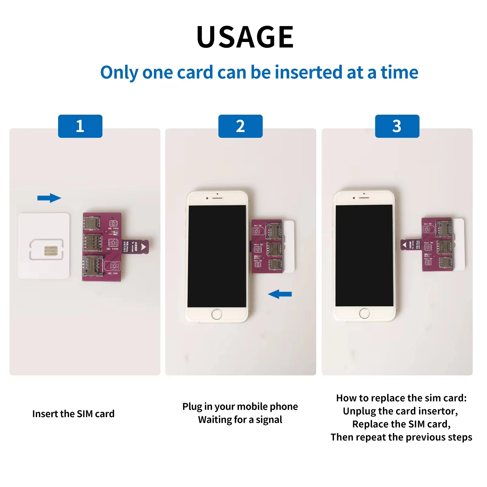 آيفون بطاقة SIM 4in1 فتحة للبطاقات الخارجية محول سريع بطاقة مبدل آيفون قارئ بطاقات SIM حامل إعادة التمهيد المجاني نانو #3