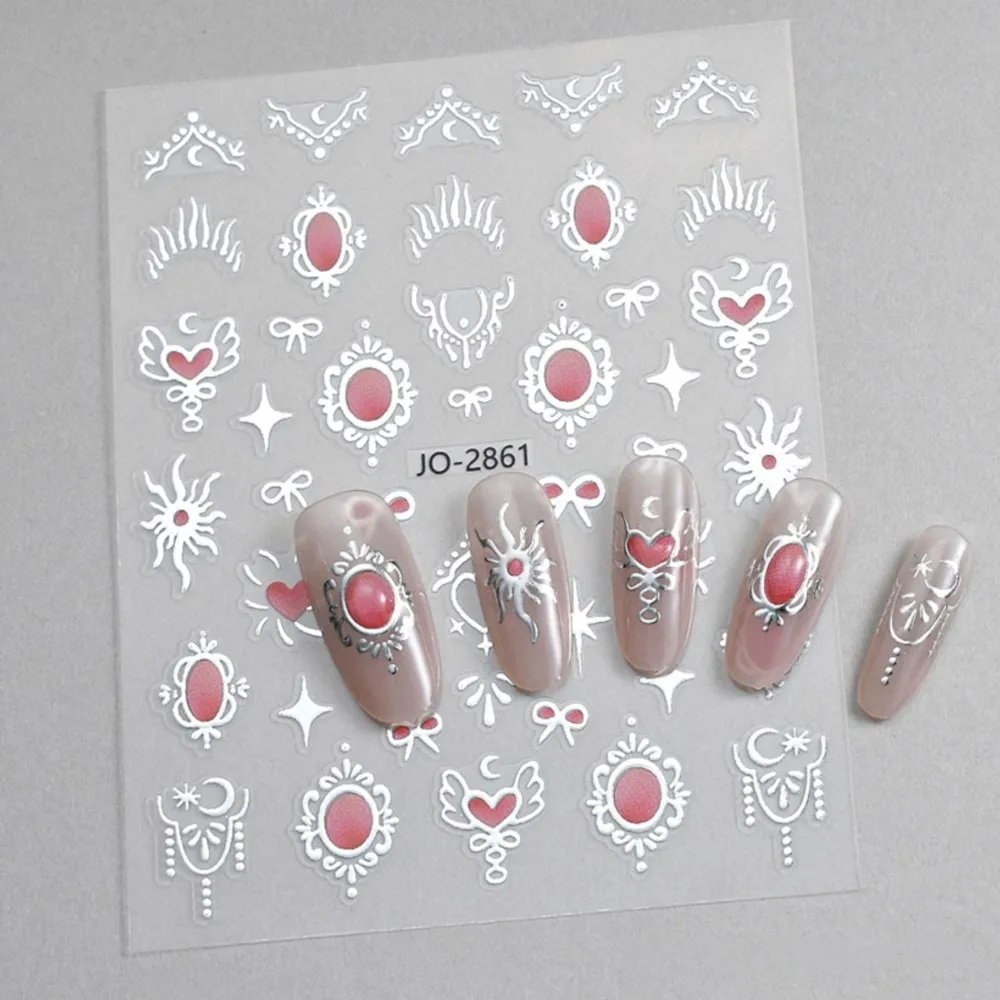 1장 보헤미아 해와 달 별 네일 아트 스티커 셀프 접착 브론징 하트 네일 데칼 셀프 접착 레트로 매니큐어 슬라이더