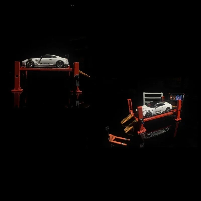 1/64 Proportion Four-bracket Lift, Hydraulic Lift, Scissor Lift, Motorcycle Lift Model Vehicle Model Maintenance Scene