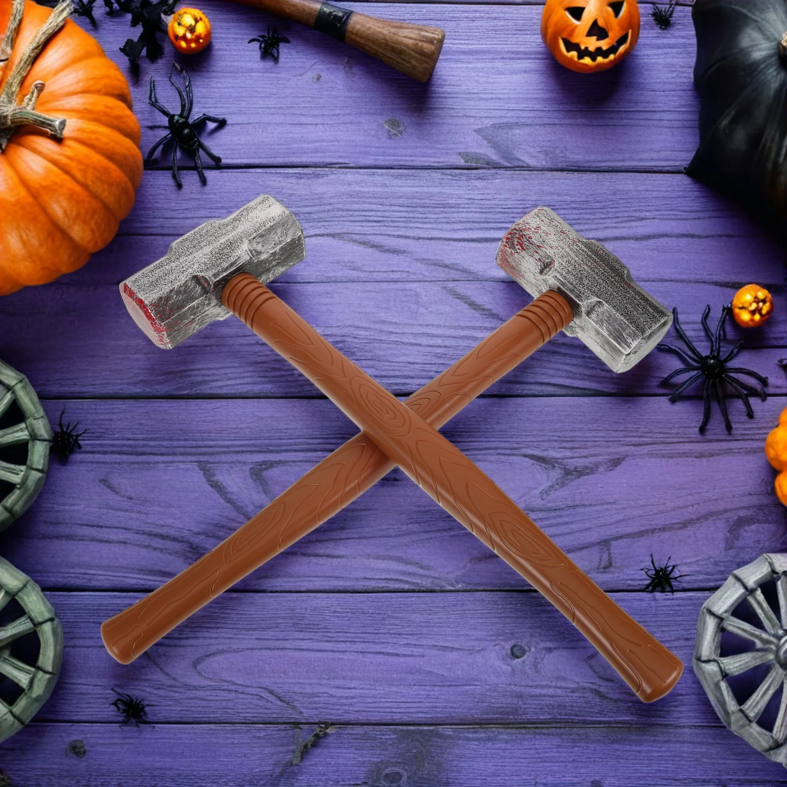 

2Pcs Realistic Simulation Plastic Hammer Props Lightweight Safe for Halloween Party Cosplay Kids Pretend Play Decoration