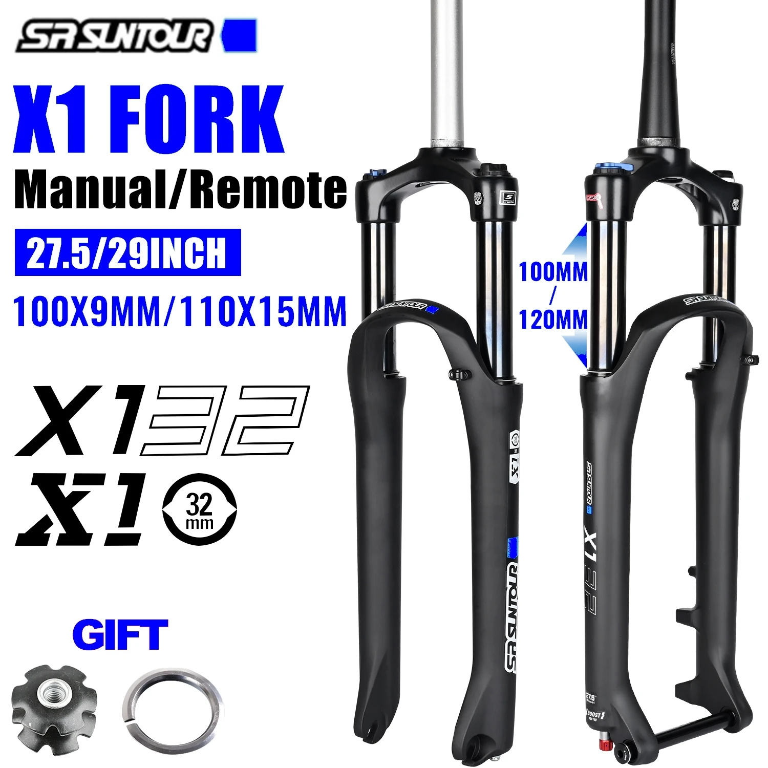 SR SUNTOUR XCR Mountain Bike Suspension Fork 120mm Travel QR 100x9MM BOOST 110x15MM - 27.5 29