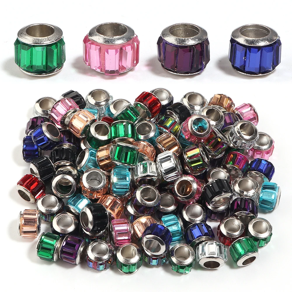 20 Stück 9x7mm Diamantförmige Bohrperlen aus Harz, bunte lose Abstandsperlen für DIY-Schmuck, Armband, Anhänger-Zubehör