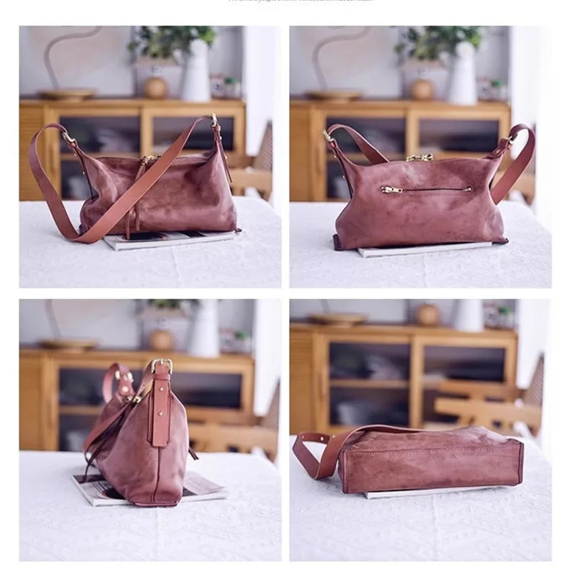 Outdoor daily travel genuine leather women's crossbody bag vintage casual weekend party soft real cowhide female shoulder bag