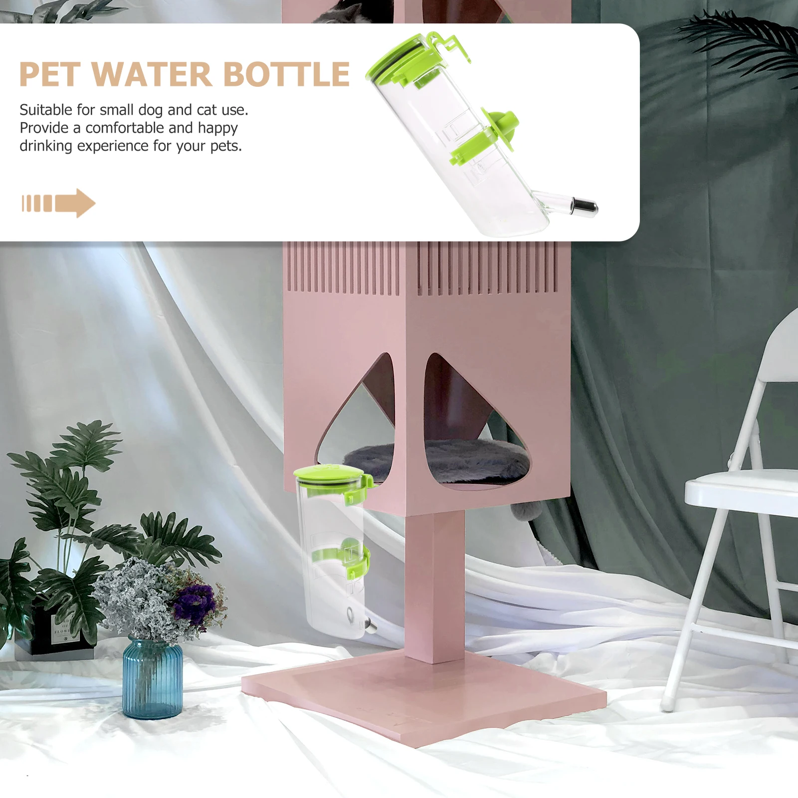 

Dog Walking Water Bottle Hanging Drinking Fountain Cage Dispenser Kettle for Dogs