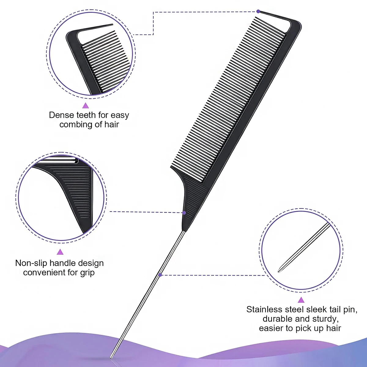 2-piece barber haircut set, black/leopard print hair cutting cloth, pointed tail hair dye comb, special for real hair wigs - view 3