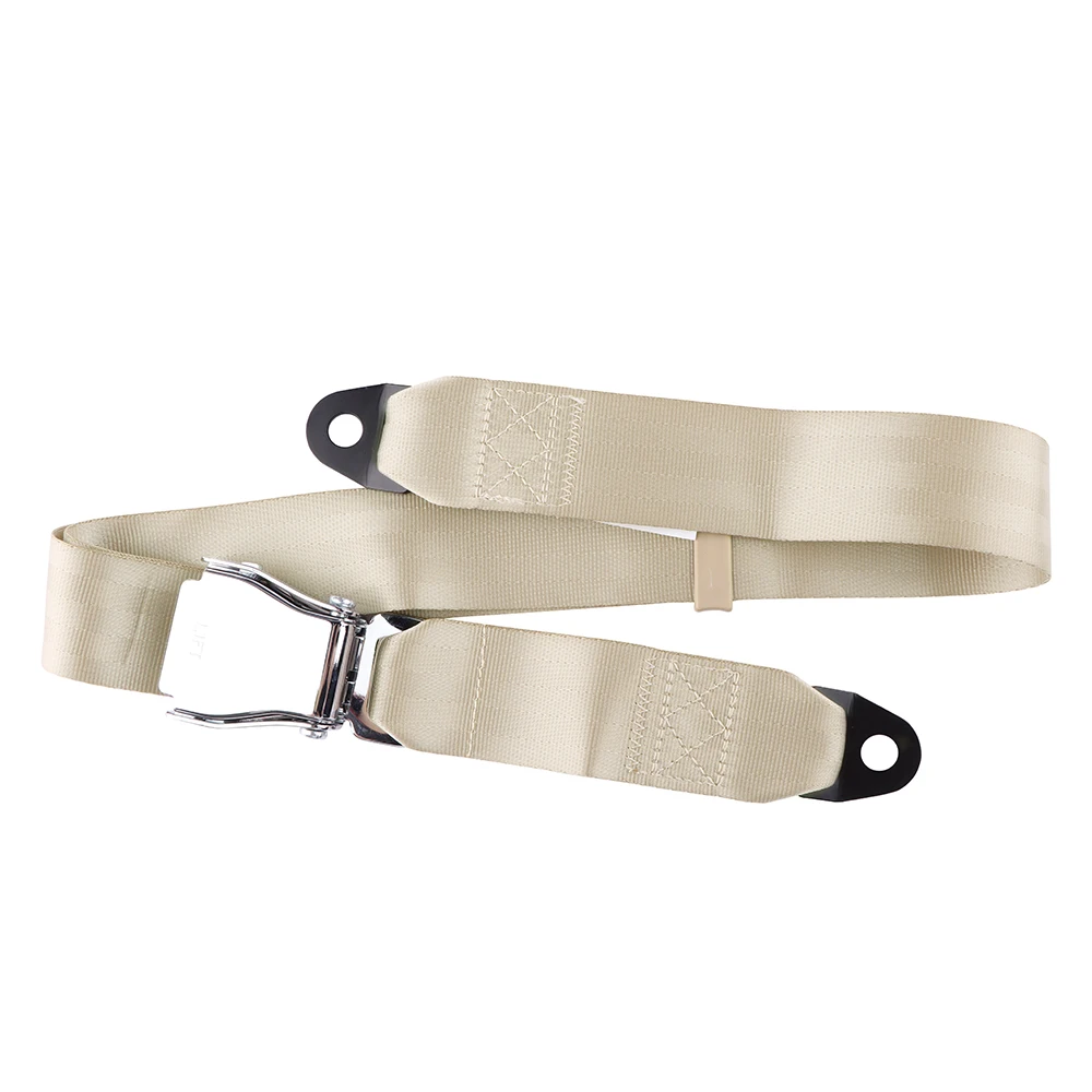 Two Point Aircraft Buckle Seat Safety Belt 2 Points Seatbelt Adjustable Extension Bucklet Truck Universal Seat Belts Beige