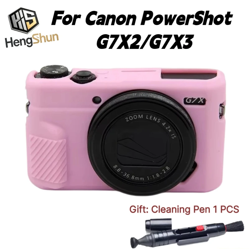Rubber Silicone Case For Canon PowerShot G7X2/G7X3 G7XII /G7XIII Shockproof Cover Protective Body Case +1 PCS Free Cleaning Pen