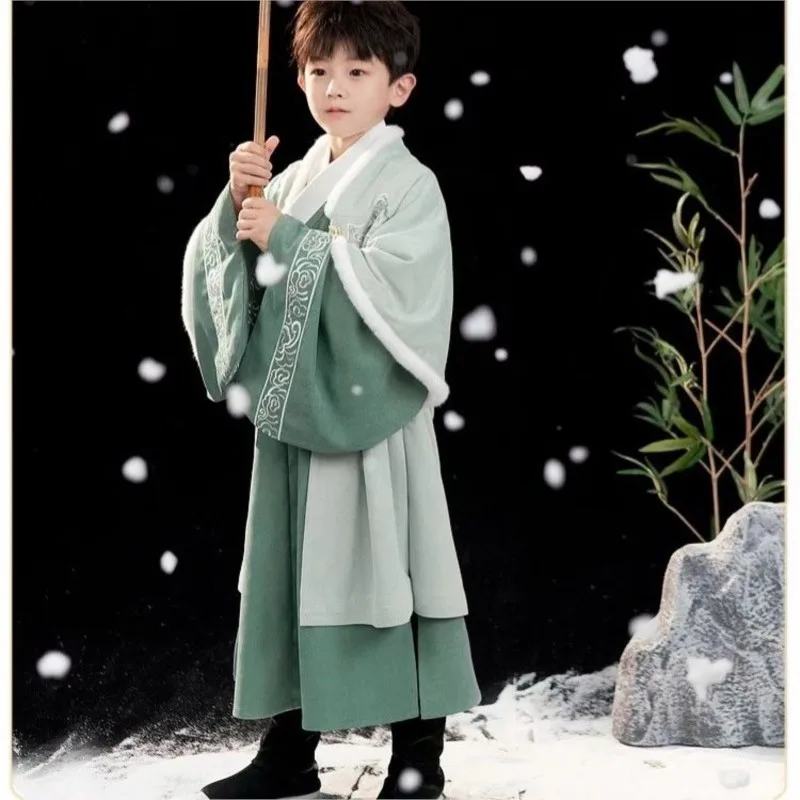 

2026 New Children's Long Sleeve Embroidered Hanfu Chinese Ming Made Thick Hanfu Boys' Autumn/Winter New Year's Clothing LI827