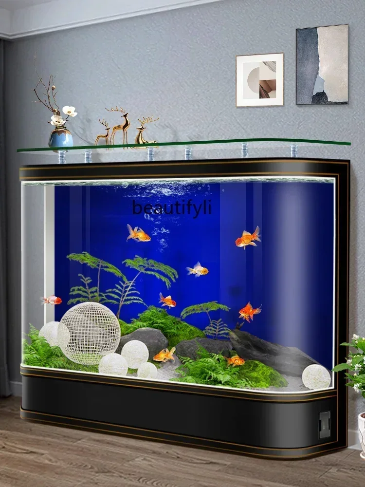 Hot Bending Integrated Fish Tank Living Room Light Luxury High-End Large Fish Globe Ecological Change Water