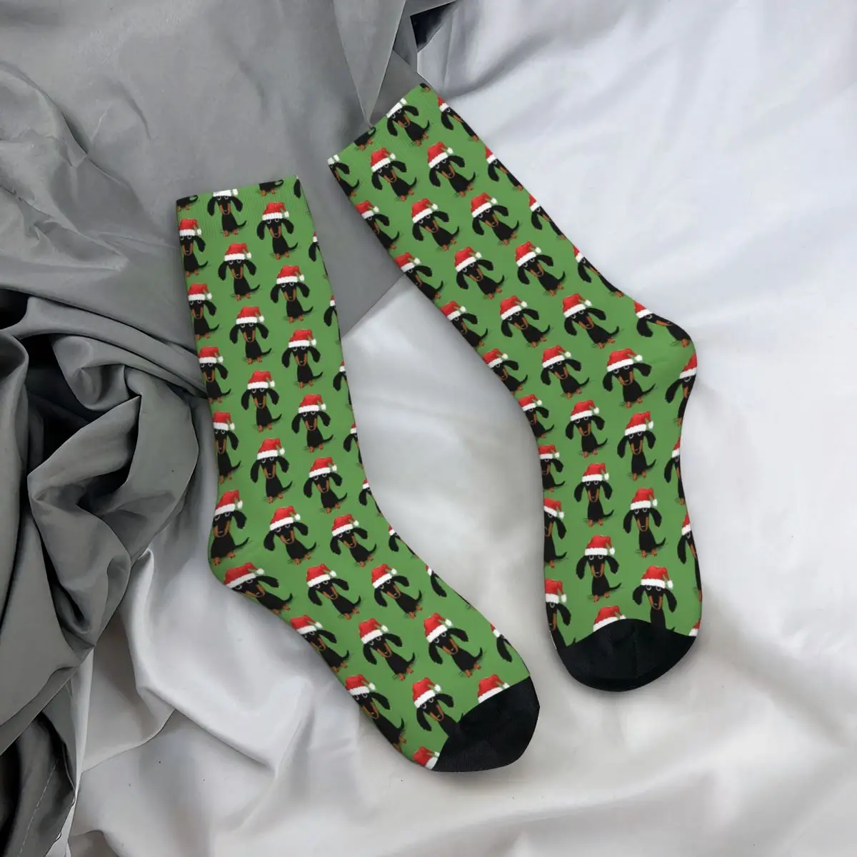 Santa Dachshund Dachshund Sausage Dog Socks Male Mens Women Spring Stockings Polyester