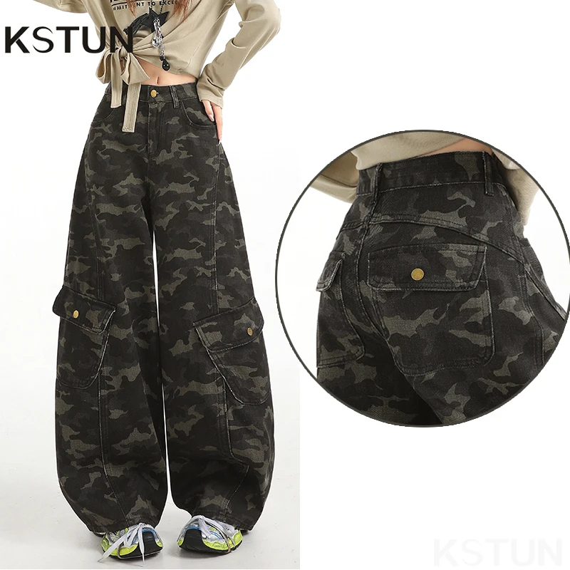 

Женские камуфляжные брюки-карго с высокой талией и несколькими карманами, свободные широкие джинсы, рабочие брюки, винтажные мешковатые брюки большого размера для бойфренда