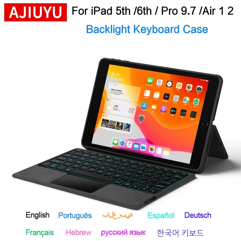 

AJIUYU Keyboard Case For iPad 6th Generation/ iPad 5th Gen 9.7 inch IPad Air 1 2 Cover for iPad pro 9.7 A1673 A1674 A1675 Cases