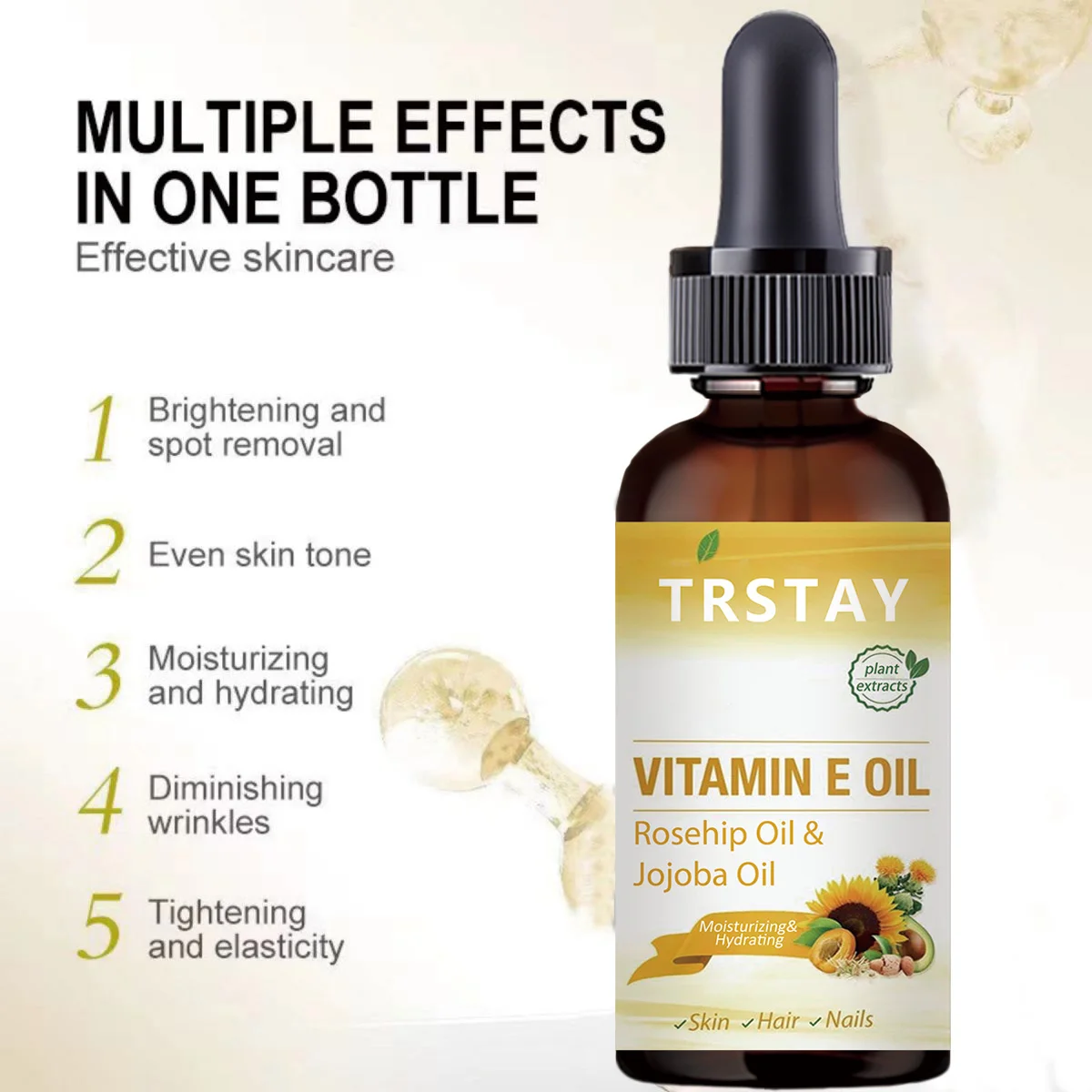 جوهر حمض الهيالورونيك للوجه ، فيتامين E ، تقليص المسام ، يقلل الخطوط الدقيقة ، يغذي البشرة ، ينظف الوجه