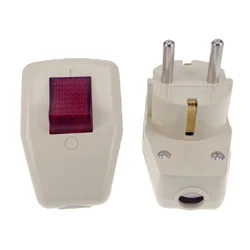 Germany Schuko 16A 250V EU Power Plug with Red on off Switch Rewireable Type E Receptacle Wiring Connector for Appliances