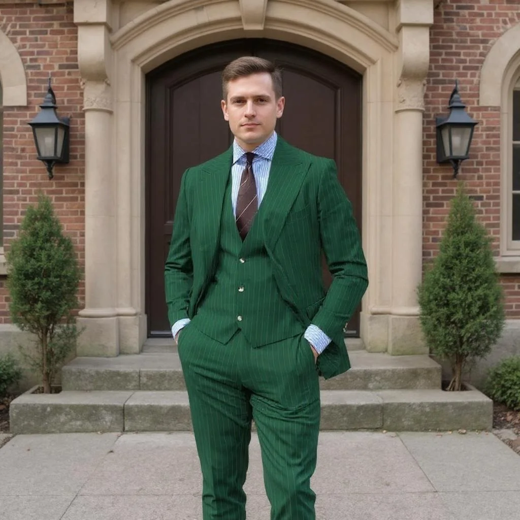 

Stripe Formal Men Suits for Business Party Peak Lapel Wedding Groom Tuxedo 3 Pieces Male Fashion Blazer Vest Pants Male Outfit