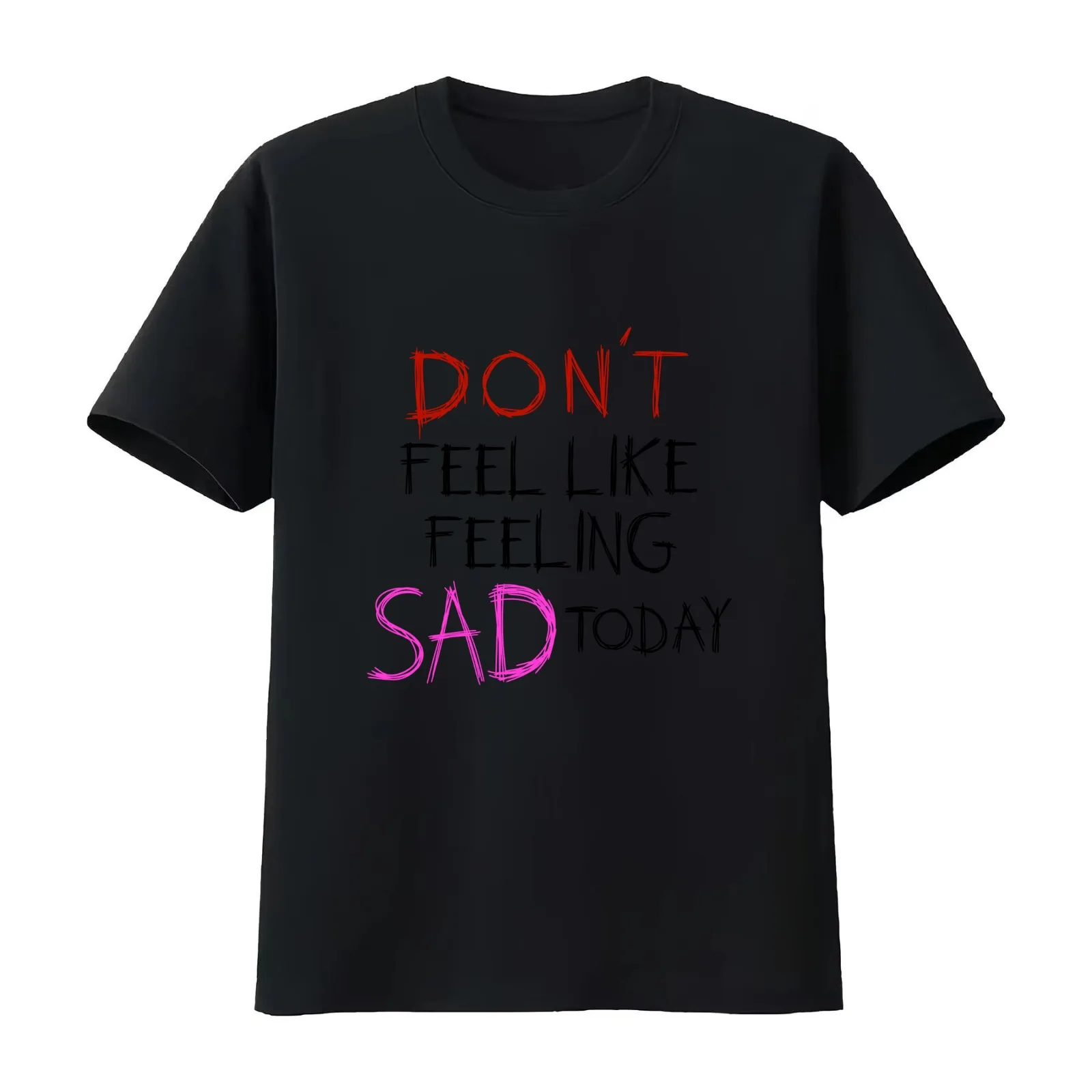 don't feel like feeling sad today - black - yungblud T-Shirt Summer Casual Cotton Tee Oversized Streetwear Tops 100% Cotton