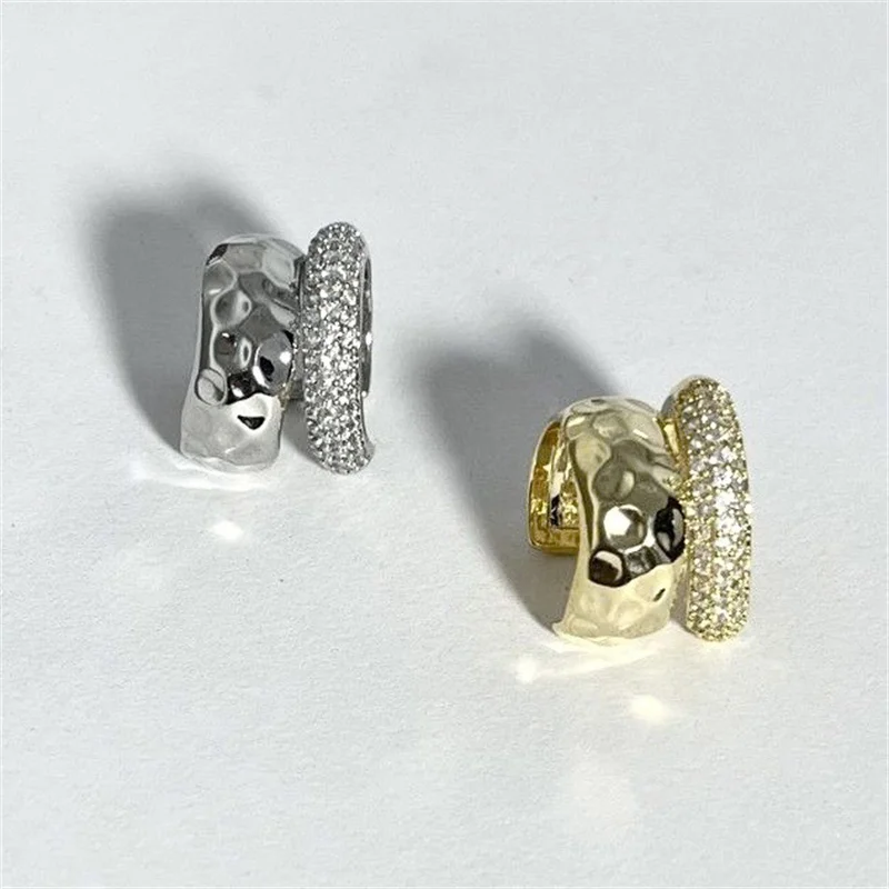 1PCS New Double-layer Ear Cuff Punk Metal Geometric Ear Clip Trending Zircon No Piercing Earring For Women Y2K Jewelry