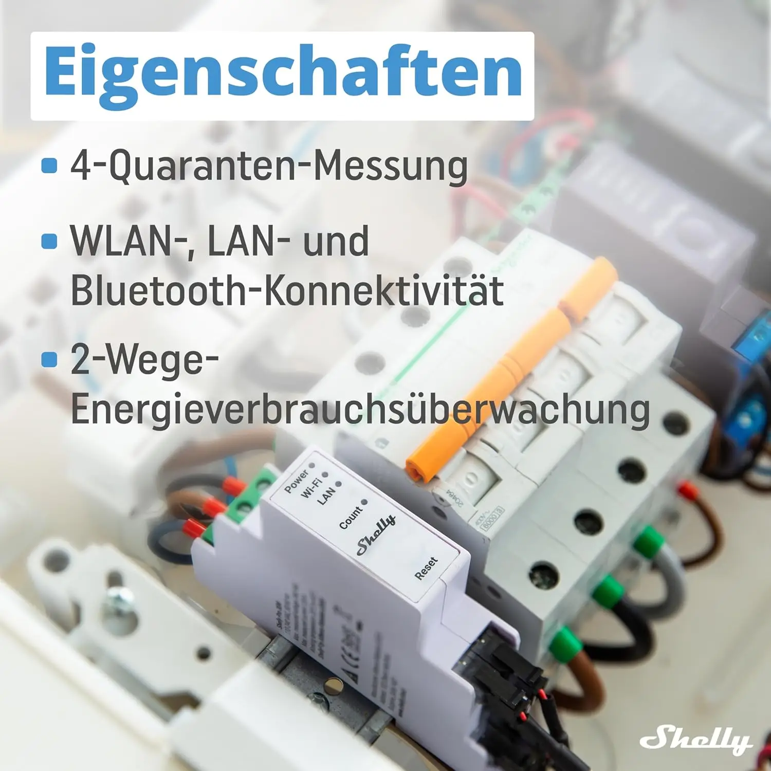 Shelly Pro 3EM (120A) |   WLAN, Bluetooth & LAN 3-Phasen-Eneriezähler – 120 A Fernbedienung