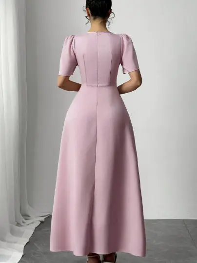 여성용 블랙 봄 시폰 아플리케 보타이 컷아웃 플레어 드롭웨이스트 비치웨어 스포티 아티스틱 가벼운 트렌디한 드레스