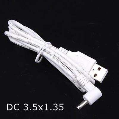 White USB 2.0 A Male to Right Angled 90 Degree DC 3.5x1.35 mm 5.5x2.1 5.5x2.5 4.0x1.7 5Volt 24AWG DC Barrel Jack Power Cable 3FT