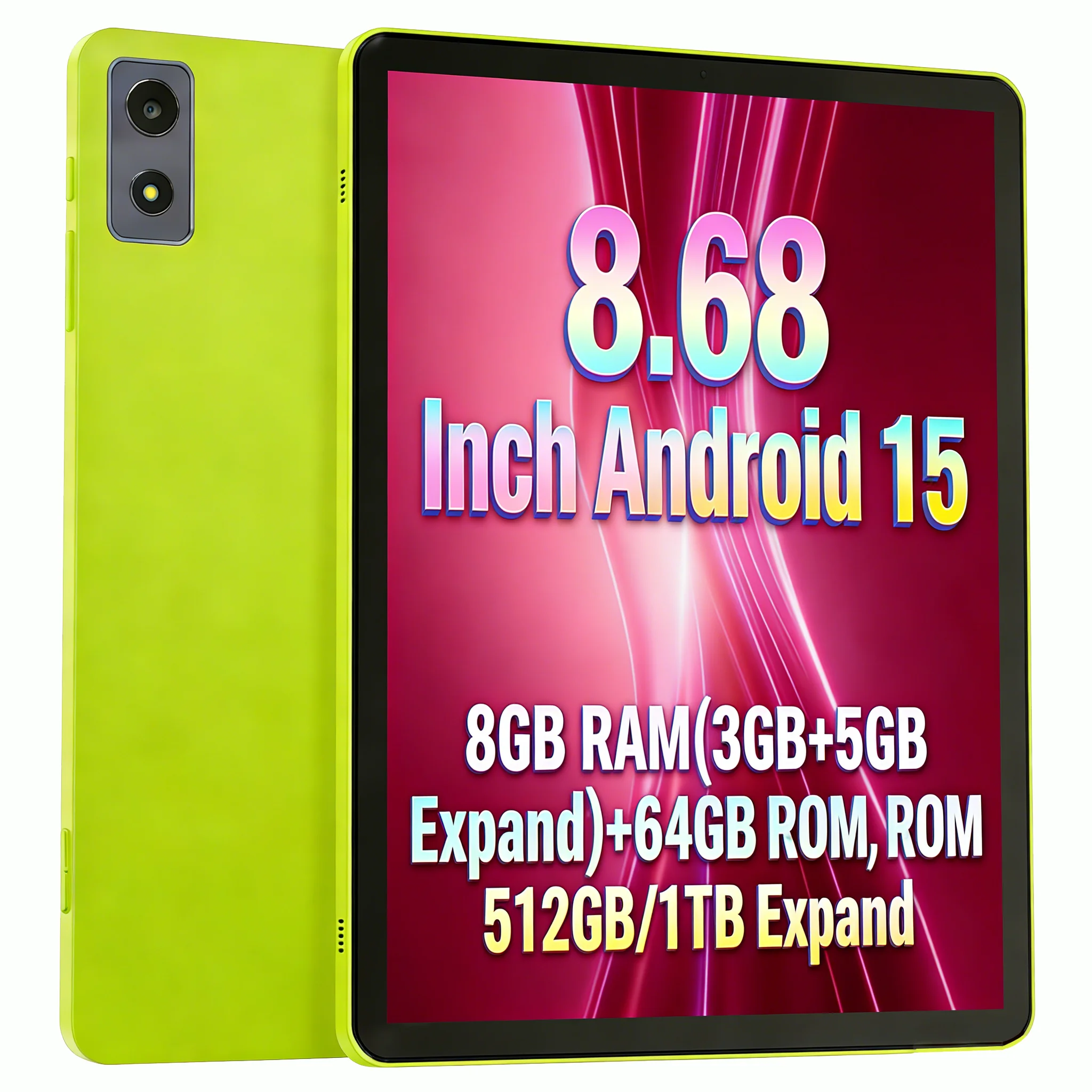 Tablet 8.68 inch Android 15 HD IPS Touch Screen 8GB RAM 64GB ROM WiFi Bluetooth Dual Cameras GMS Google Play Educational Tablet