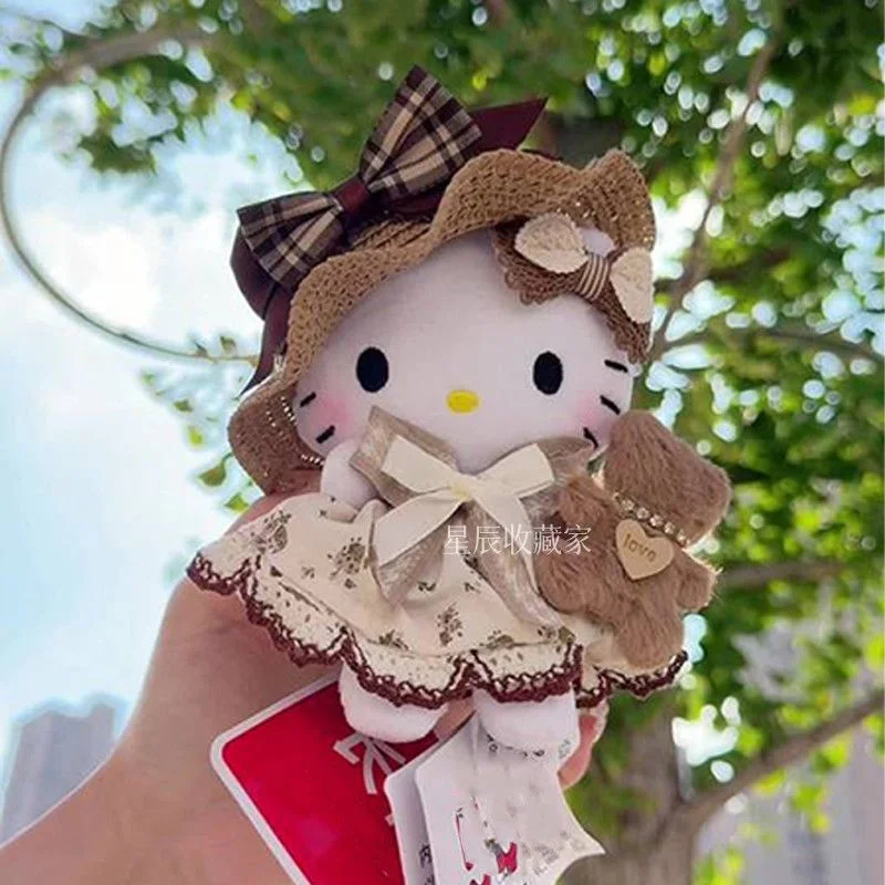 Sanrio Hello Kitty Maillard couleur Style pastoral robe florale câlin ours doux en peluche jouet porte-clés clé mignonne Anti-perte sac charme cadeau