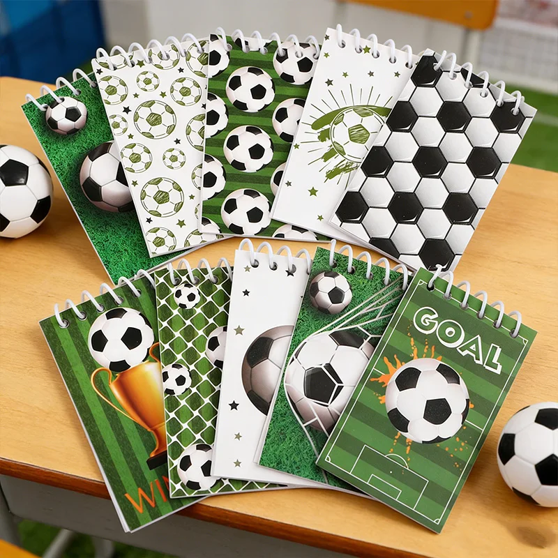 10 Cuadernos Espirales de Fútbol, Mini Libretas para Niños, Recuerdos para Fiestas Deportivas, Relleno de Piñata, Regalos de Navidad