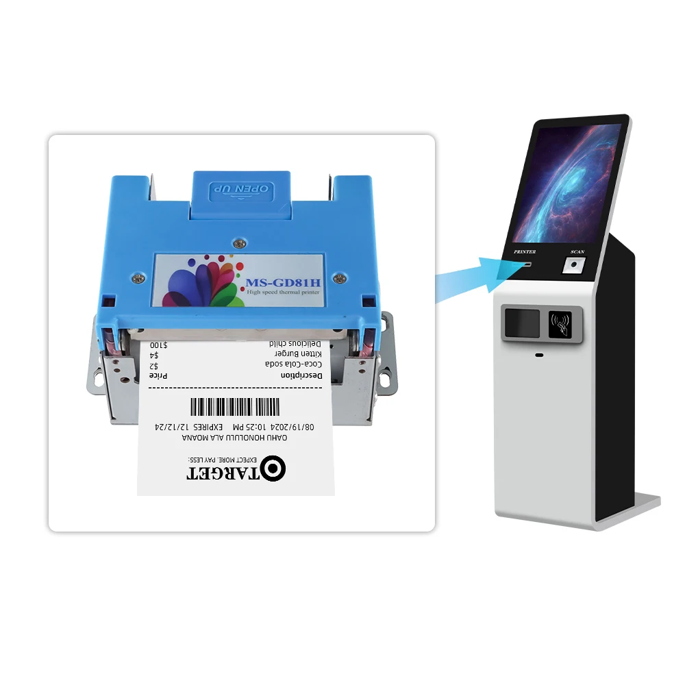 

Принтер для киосков MS-GD81HI с RFID-считывателем и печатью чеков, 60/80/82.5 мм, с интерфейсами RS232 и USB, в наличии