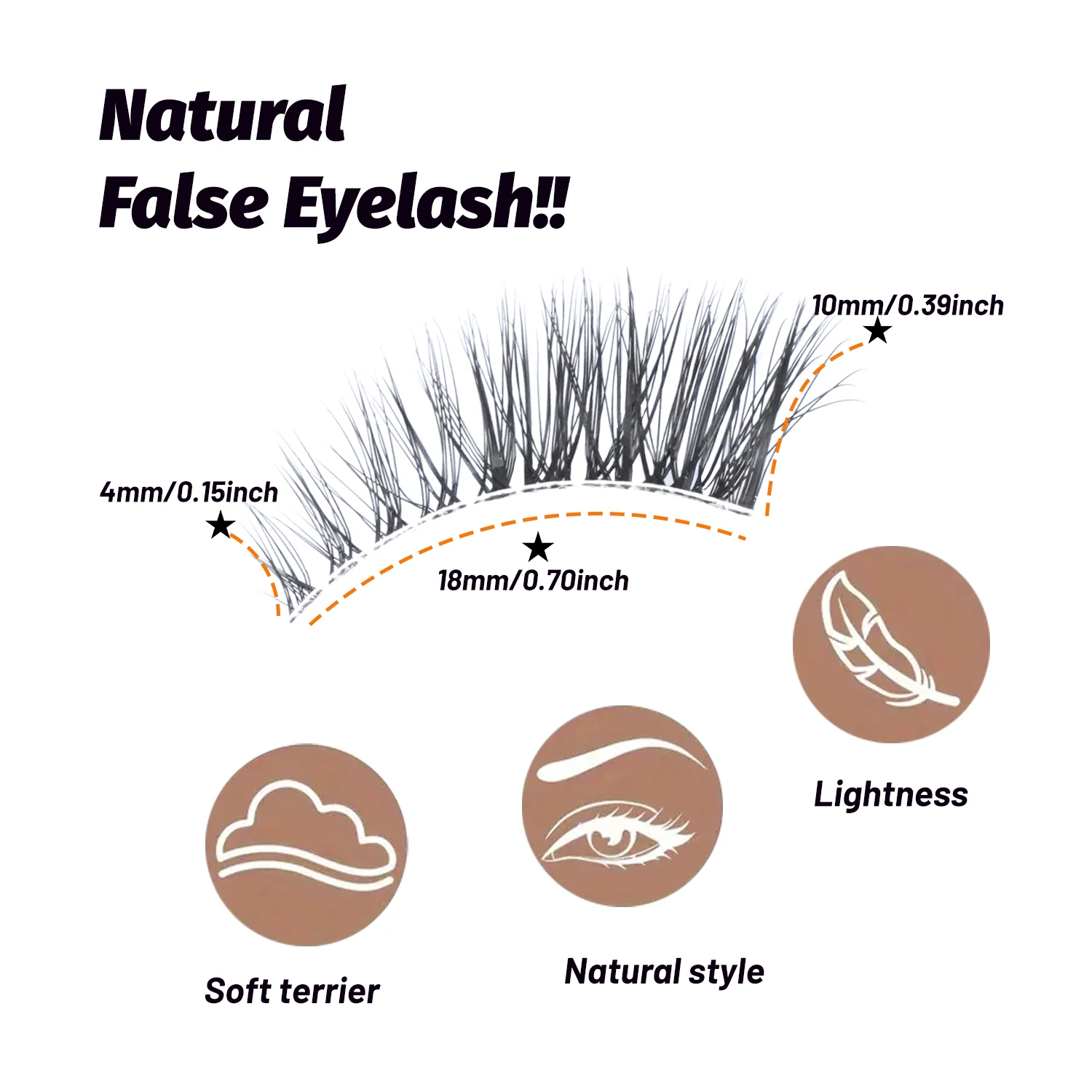 Half False Eyelashes with Transparent Band Wispy Cat-Eye Look Natural Short Eyelashes Faux Mink False Eyelashes 5 Pairs Pack