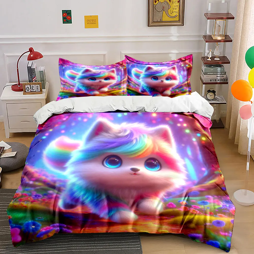

Dreamy forest with rainbow tail Duvet Cover Set with 3D Printing Design Soft Polyester Bedding Set All-Season Comfort