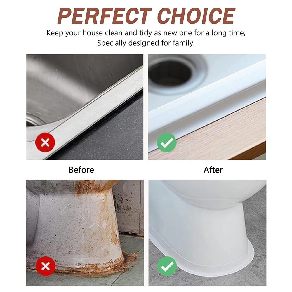 3.2M Bath Caulk Tape Self Adhesive PVC Oil-Proof Kitchen Sink Edge Corner Wall Sticker Waterproof Toilet Sealing Strip Tape view 3
