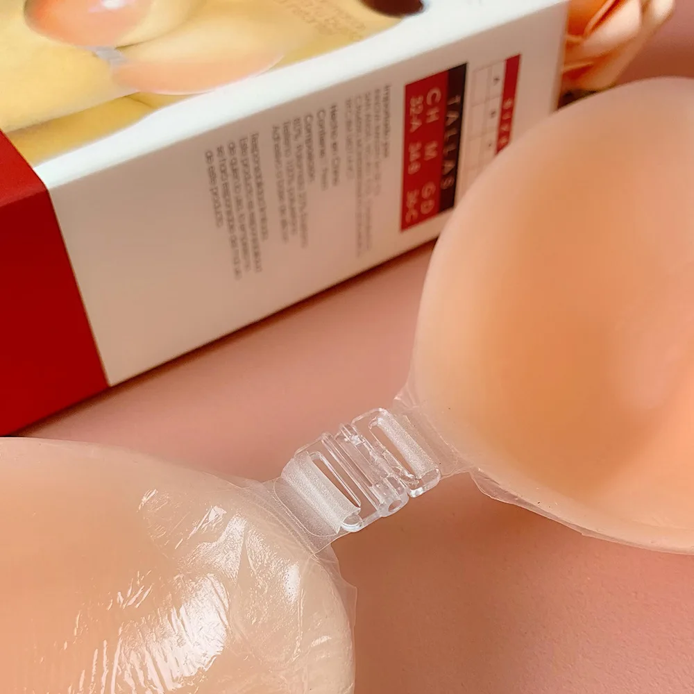 Silicone Bra Pads Women's Wedding Dress Thickened Thin Style Summer Strapless Invisible Nipple Covers Breathable Gathered view 4