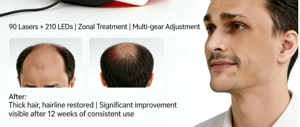 

Усовершенствованный аппарат для роста волос с красным светом COZING C300 - Портативный терапевтический шлем для здоровых волосяных фолликулов