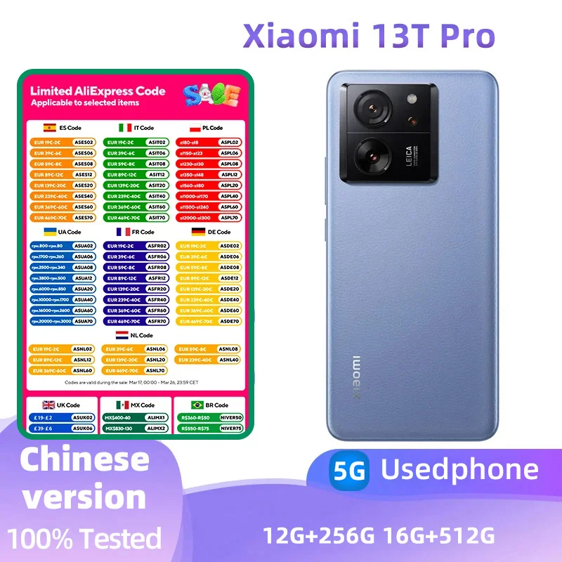 Xiaomi 13T Pro  5G SmartPhone 6.67inch Screen  50MP Camera  Battery capacity 5000mAh original used phone