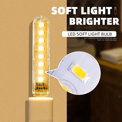 Портативный USB LED-ночник, теплый белый свет, 5 штук — фото устройства